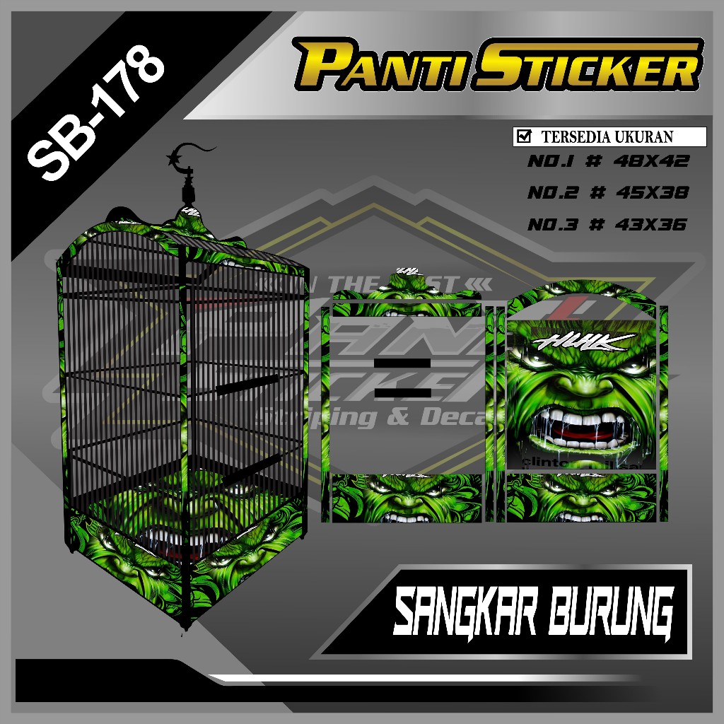 Sticker [ SIAP KIRIM ] Decal Variasi Sangkar Ebod Kotak Murai Motif HULK No 1 2 3 4