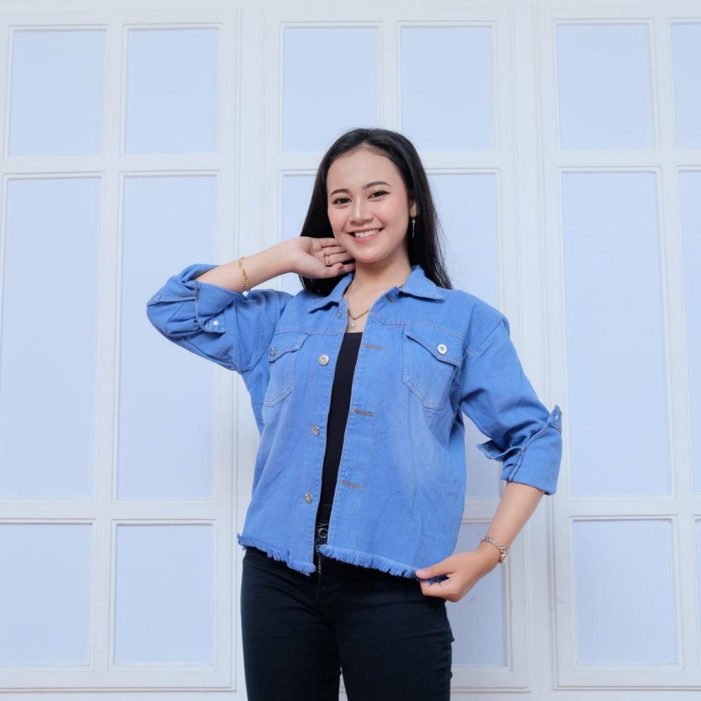 NAFFA OUTFIT STORE.ID/JAKET JEANS RAWIS WANITA OVERSIZE DEWASA/JAKET SABLON NEW YORK CEWEK REMAJA/JA