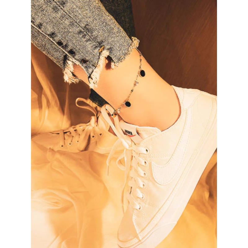 GELANG KAKI TITANIUM WANITA ASLI/ RANTAI LIONTIN HITAM PERMATA