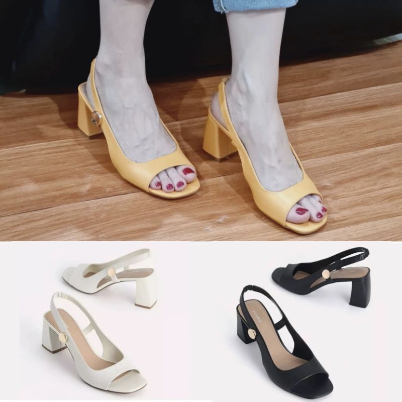 Sepatu Pedro Leather Slingback Heels Shoes Wanita