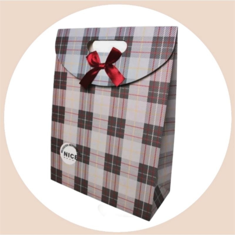 

GIT SET WRAPPING PAPER BAG KADO GINGHAM /TAS KADO 34×25×11,5 CM