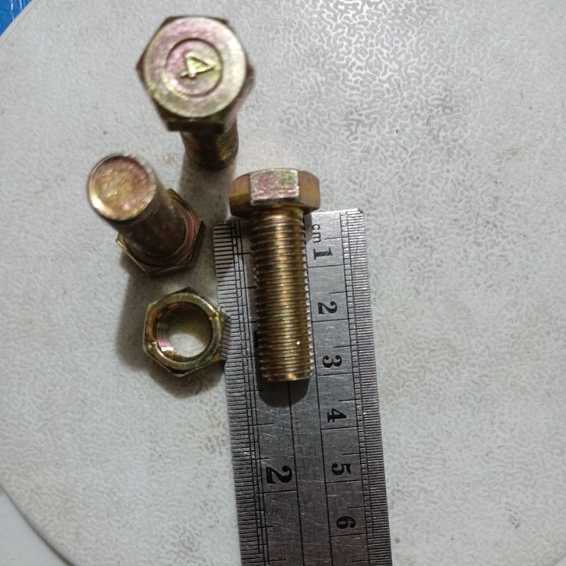 baut + mur kuning M10x30 (panjang 3 cm)