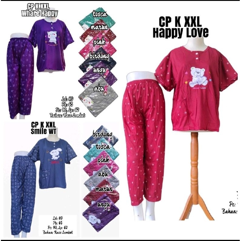 3 PCS BAJU TIDUR/BABY DOLL CP JUMBO XXL LD 110 KAMENLI