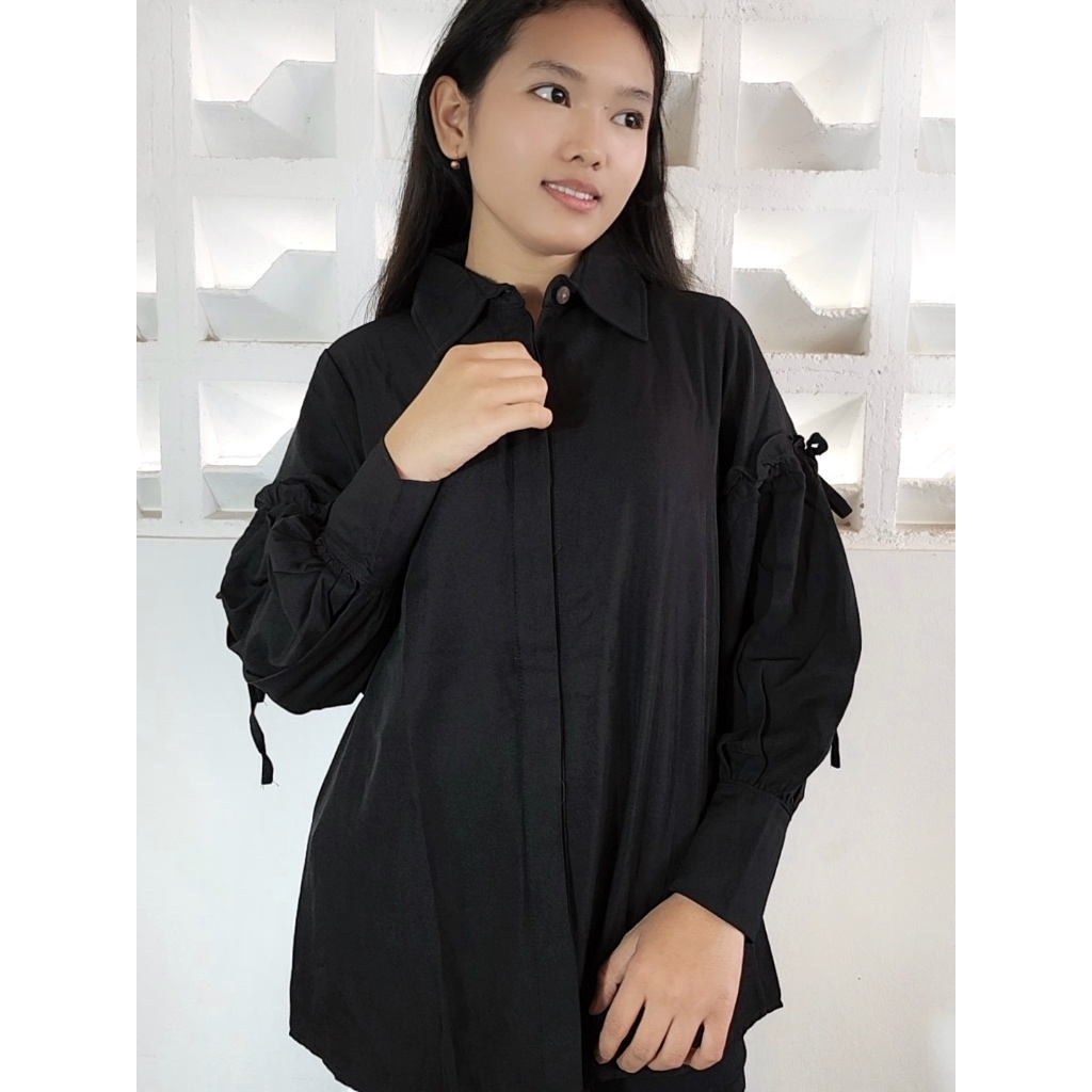My Gress Kemeja Polos Peplum tangan panjang