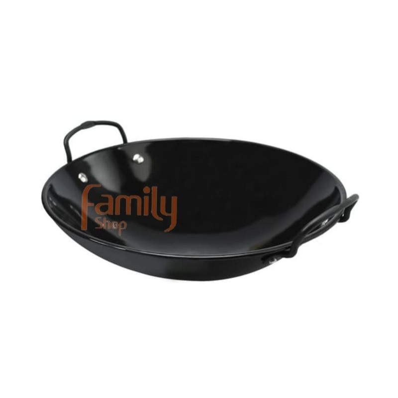 PENGGORENGAN / KUALI / WAJAN HITAM ENAMEL 40CM SUPER TEBAL