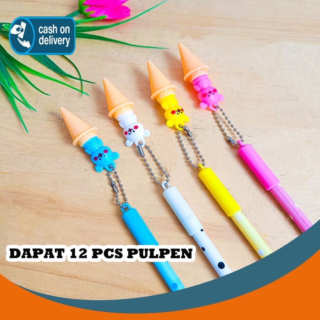 

12 PCS PULPEN GANTUNGAN ICE CREAM BERUANG V2 ES KRIM BEAR PEN PENA BOLPEN BOLPOIN ANAK LUCU ALAT TULIS KANTOR SEKOLAH MURAH TERMURAH COD