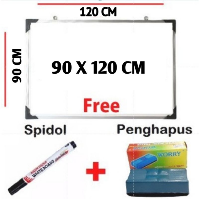 

PAPAN TULIS WHITEBOARD 80 X 120 CM GRATIS SPIDOL DAN PENGHAPUS