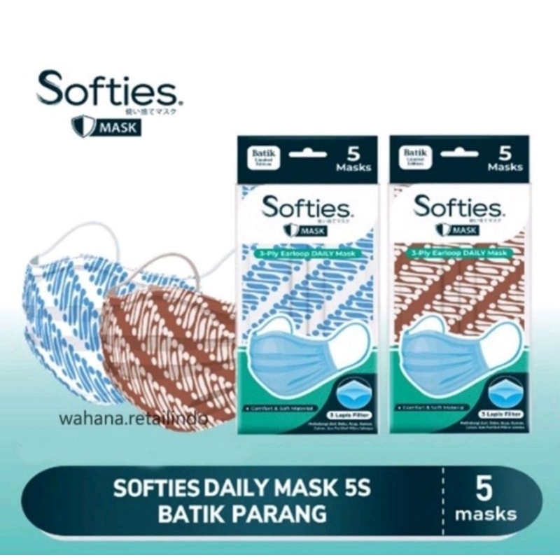 Masker Softies Daily Mask isi 5 pcs Masker Batik