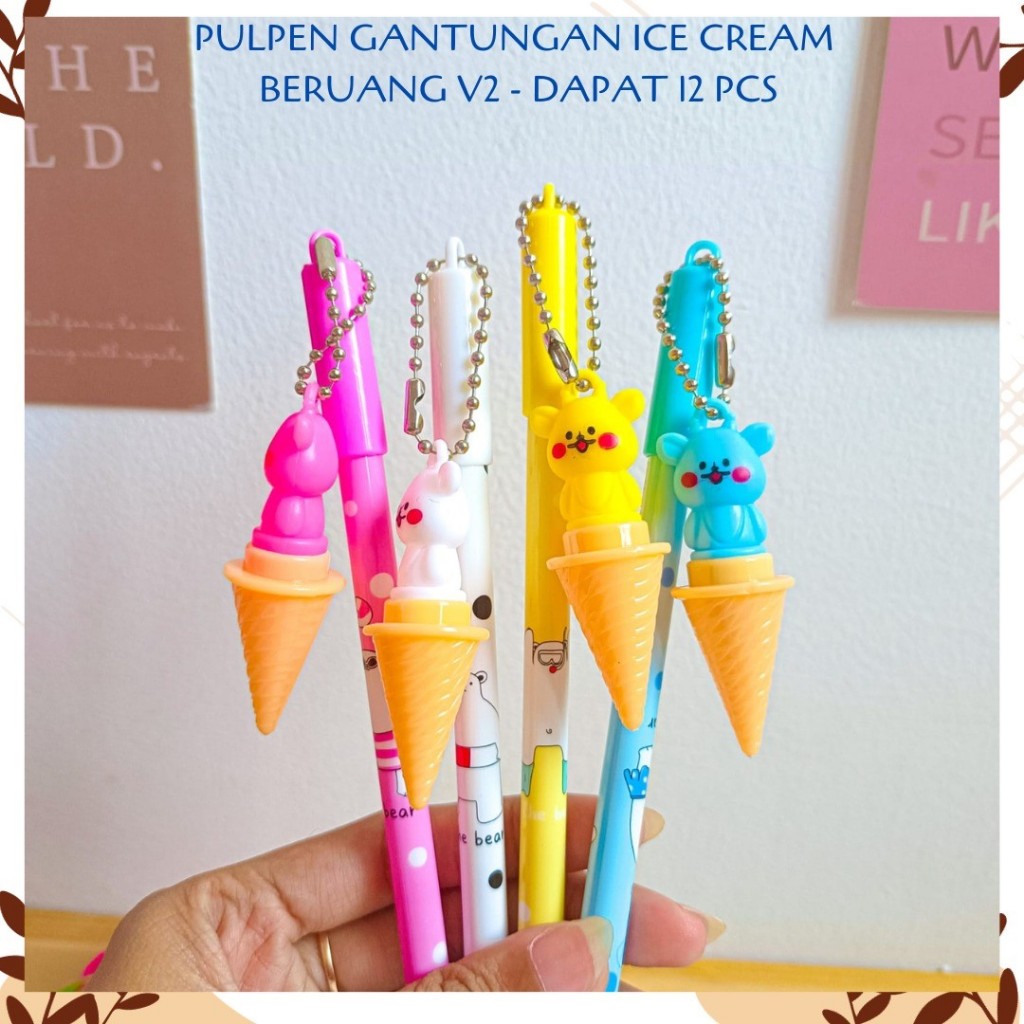 

12 PCS PULPEN GANTUNGAN ICE CREAM BERUANG V2 ES KRIM BEAR PEN PENA BOLPEN BOLPOIN ANAK LUCU ALAT TULIS KANTOR SEKOLAH MURAH TERMURAH COD