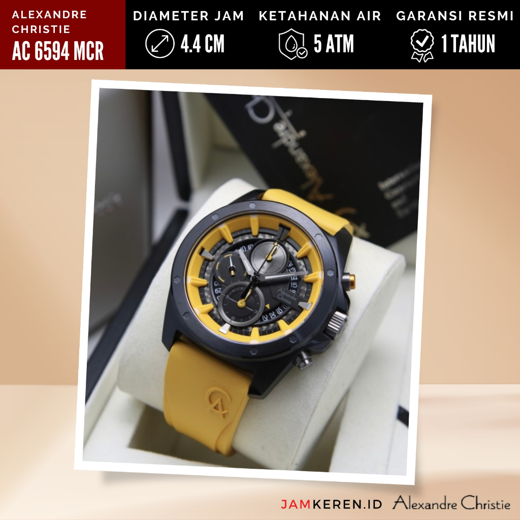 Jam Tangan Pria Cowok Alexandre Christie 6594 AC6594 AC 6594 MC Tali Karet Original dan Bergaransi R