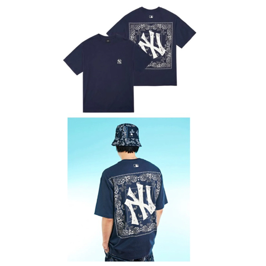 MLB NY Paisley Logo New York Oversize Navy Tshirt - ORI