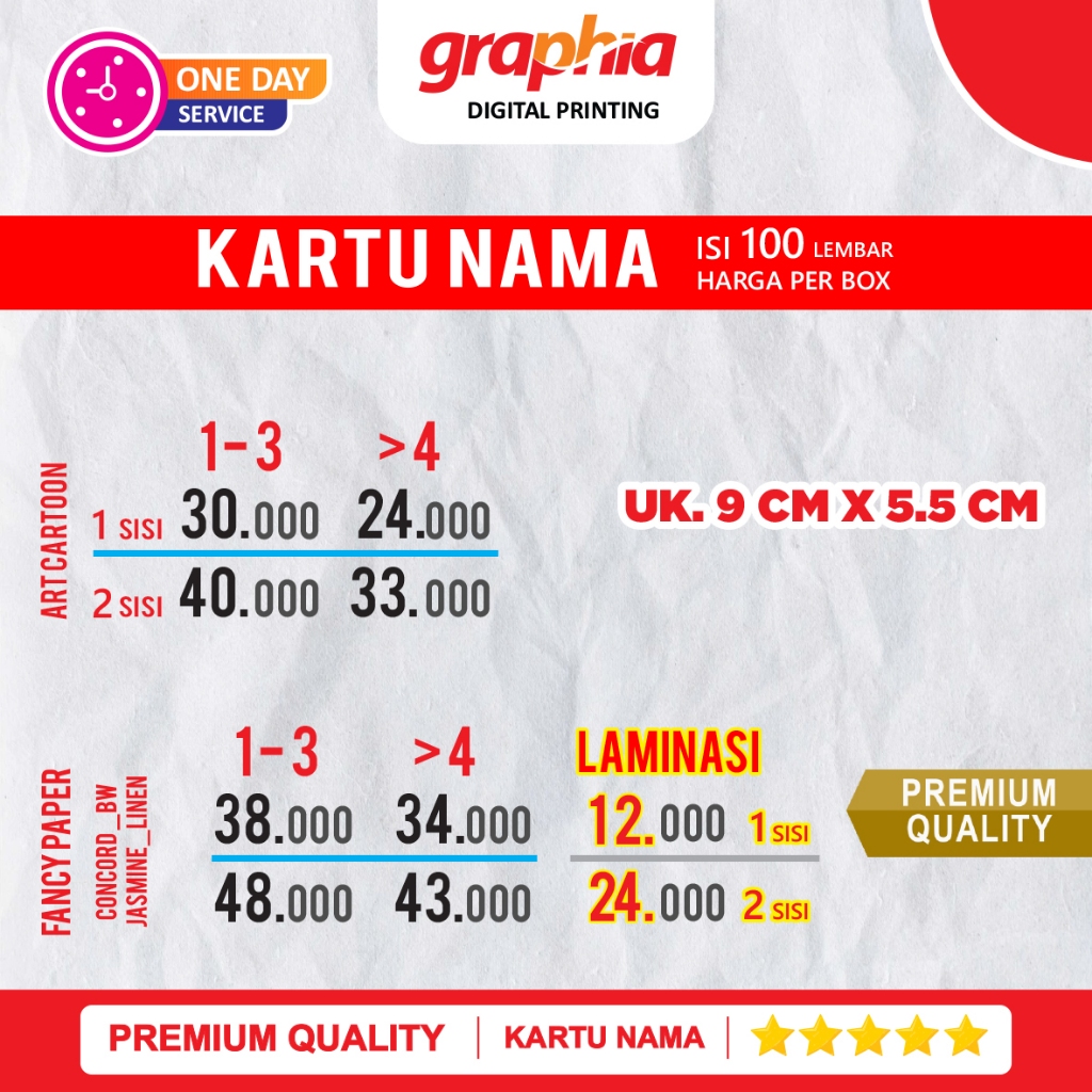 

CETAK KARTU NAMA / ISI 100 LEMBAR