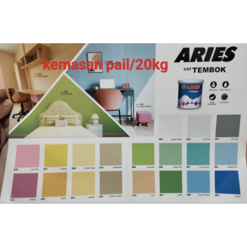 cat aries 20kg,cat tembok aries 20 kg WARNA LENGKAP