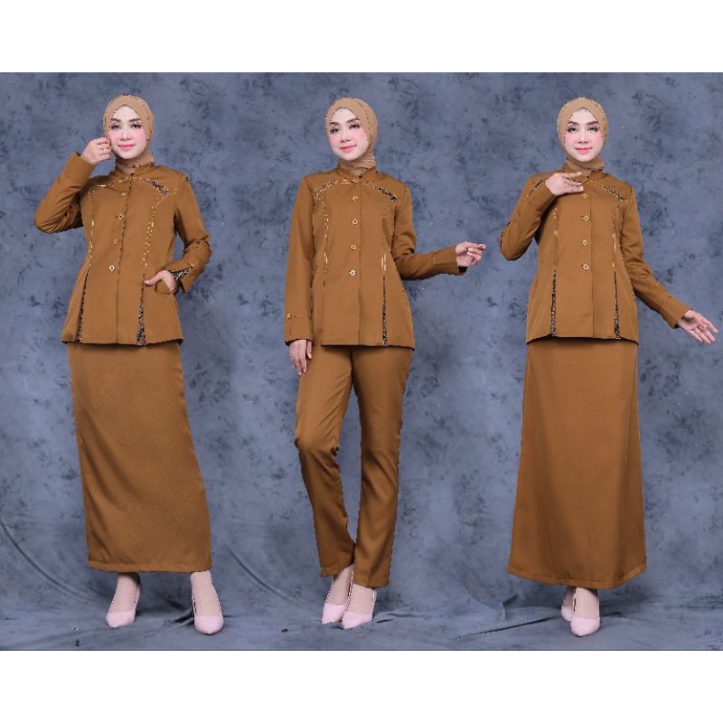 SERAGAM PEMDA BATIK BELAH STANDAR SET ROK A / SET CELANA PANJANG / SET ROK SPAN  BAHAN KATUN FEEE HI