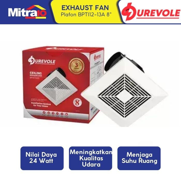 Durevole Exhaust Fan Plafon BPTI12-13A 8 Inch Putih