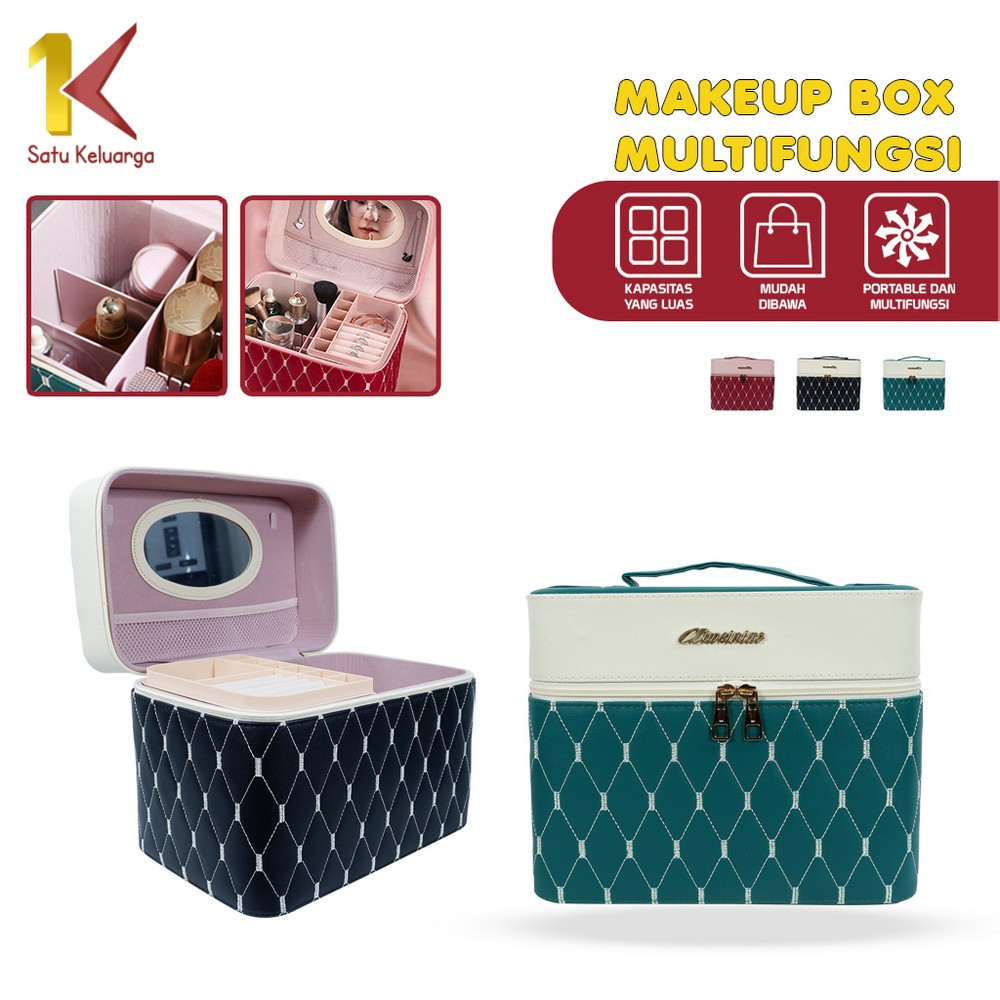 Satu Keluarga Box Make Up Motif Elegan dengan Sekat K158 Kotak Make Up Tempat Lipstik Kosmetik Kotak