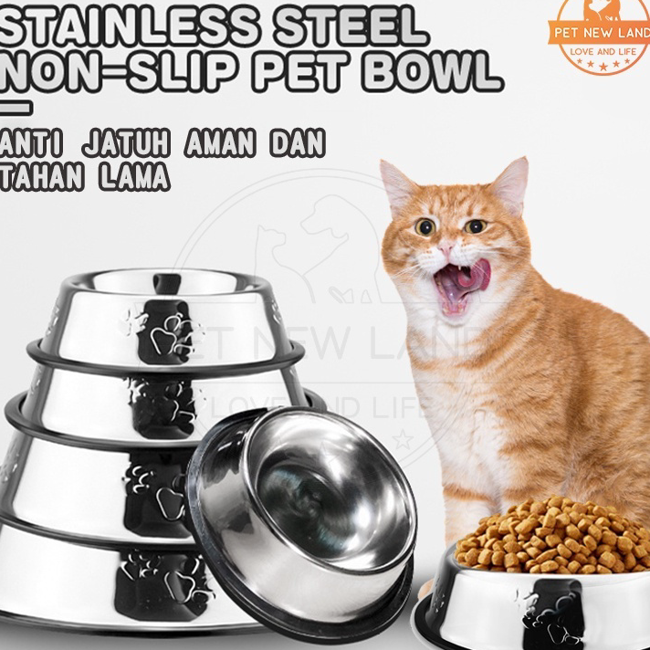 KTPC6935 GROSIR Mangkuk Stainless Steel Anjing Kucing Anti Slip Anti Semut Selip Pet Bowl Aksesoris 