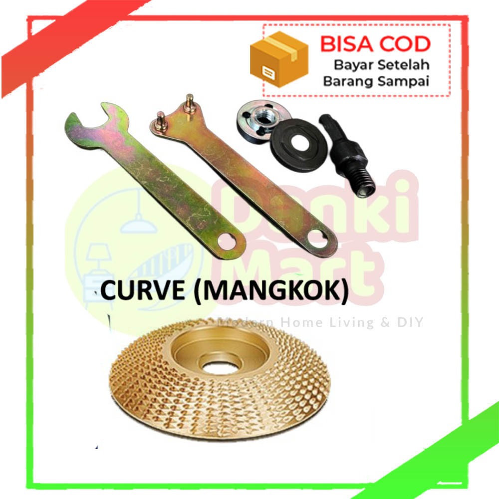 Adaptor Sambungan Bor Jadi Gerinda Tangan + Mata Gerinda Gergaji Cembung Ukir Grafir Kayu