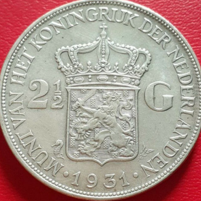 Baru Koin Kuno Perak Netherland Belanda Wilhelmina Gulden