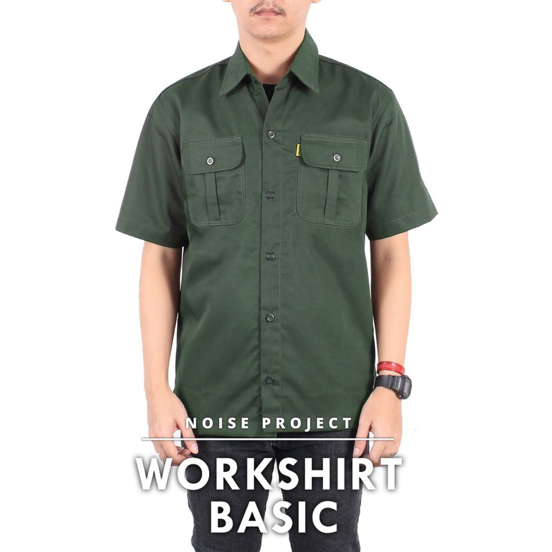 Noise Project Kemeja Workshirt Polos Kemeja Kerja Kemeja Casual Kemeja Polos Workshirt Polos Hijau
