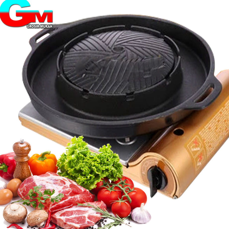 Terkini BBQ Plate Korean / Grill Pan Korea Barbecue Multifungsi Alat Steamboat Shabu Hot Pot Grill P