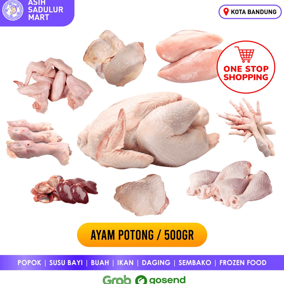 

RMWY3513 Daging Ayam Fresh 500gr Dada Paha Sayap Fillet Ceker Kepala Kulit Bandung | Asih Sadulur Mart