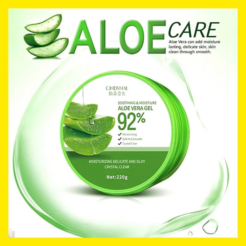 BPOM Aloevera gel 92% Cindynal pelembab wajah glowing peremajaan kulit aloevera jel gel lidah buaya 