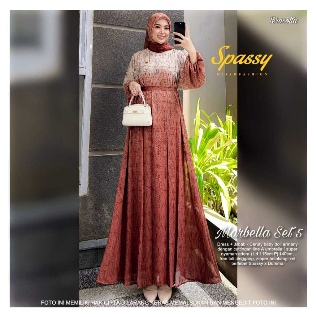 ( INCLUDE JILBAB ) MARBELLA MARBELA SET ORIGINAL BY SPASSY HIJAB OFFICIAL ORI GAMIS FASHION ORI TERB