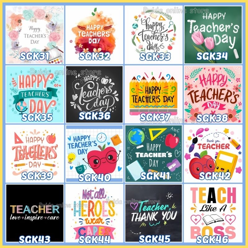 Stiker Selamat Hari Guru Label Sticker Happy Teachers Day love inspire care teach like a boss quote thank you terima kasih guruku