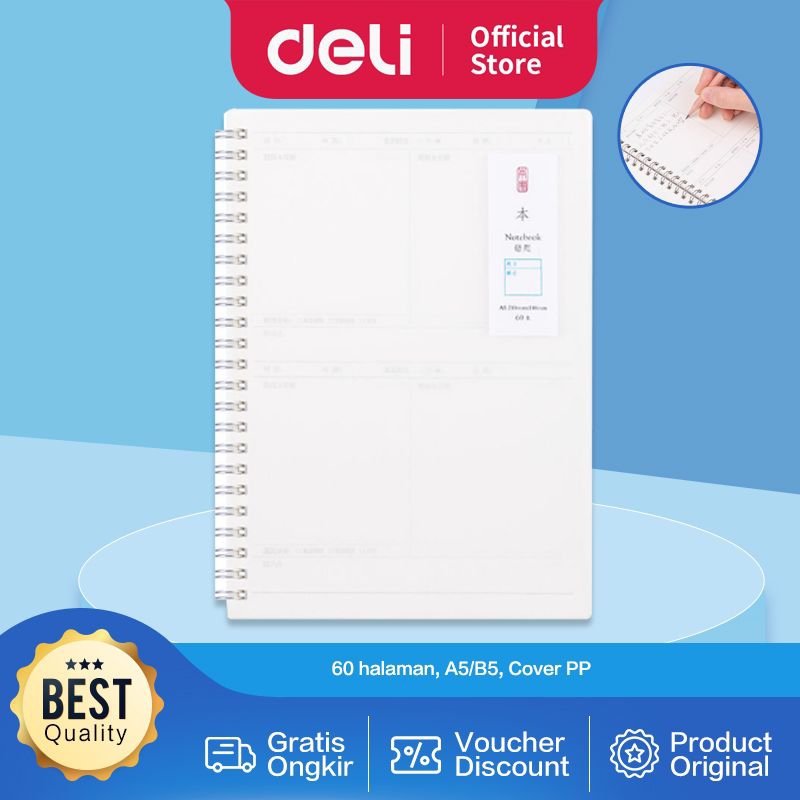 

DELI SPIRAL NOTEBOOK LIGHT TONE B5 60S LB560