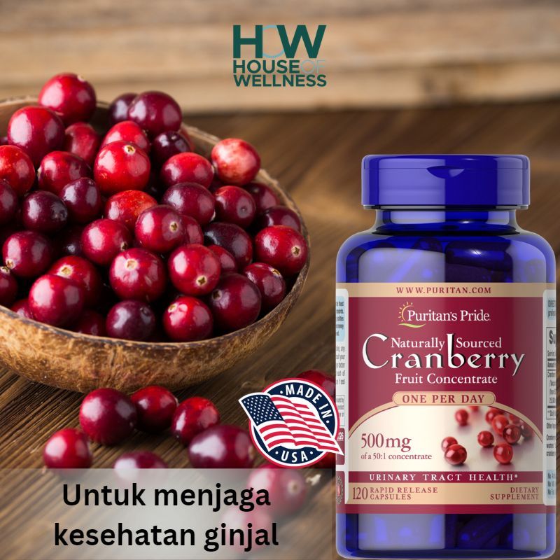 Supplement ginjal Puritan Cranberry Fruit Concentrate 500 mg @ 120 kapsul