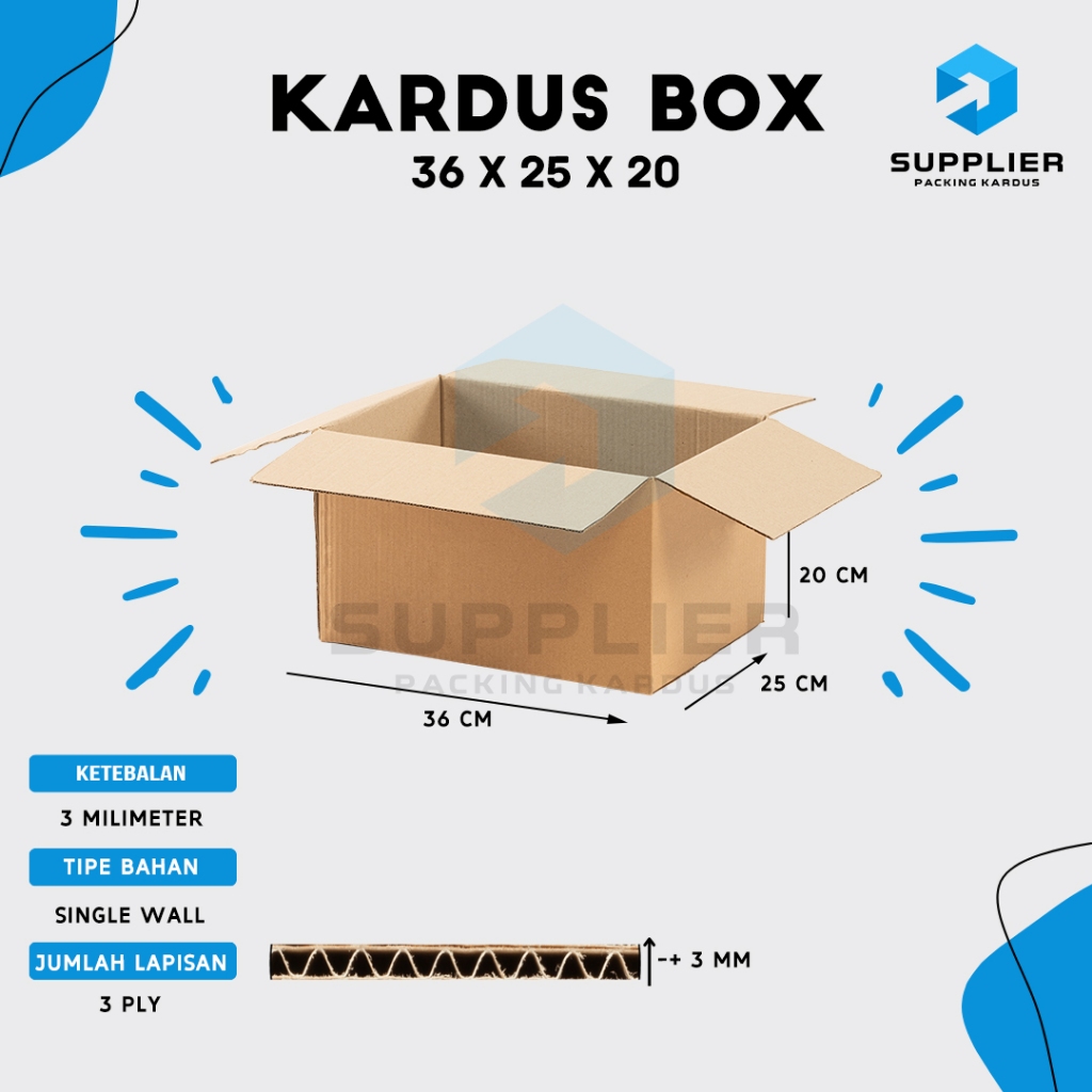 Kardus Karton Box Pindahan, SINGLEWALL 36x25x20, Box Polos