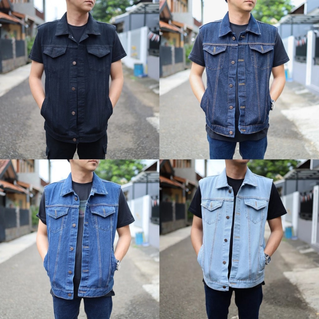 JAKET JEANS MODEL MANTEL ROMPI PRIA COWOK UKURAN JUMBO M SAMPAI 3XL