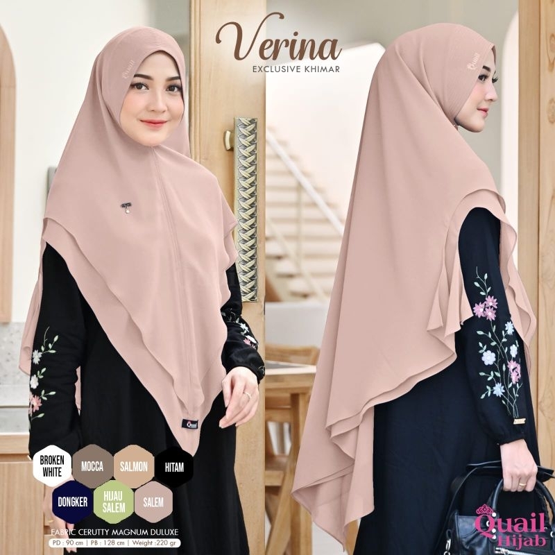 Khimar Verina by Quail Hijab | Hijab 2 Layer | Hijab Jumbo | Hijab Ceruty