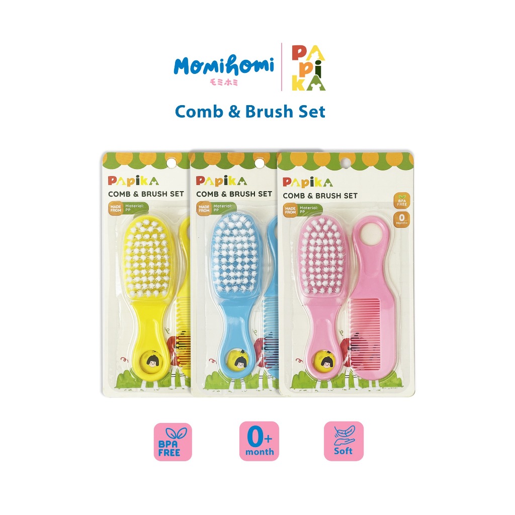 Papika Sisir Rambut 1016 Anak Bayi New Born Set 2 in 1 Perlengkapan Mandi Anak BPA FREE Aman Untuk A