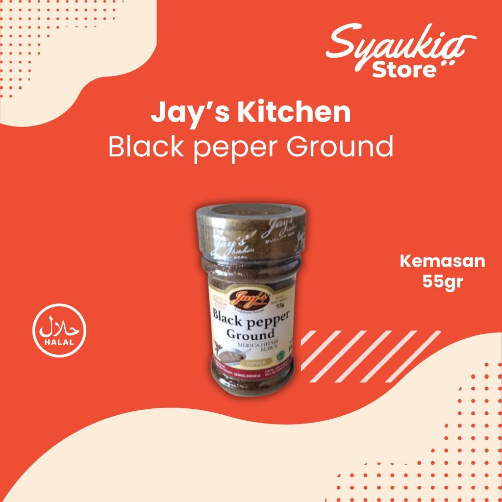 

Jay's Kitchen Blackpepper Ground Merica Hitam Bubuk 55GR / Jays Merica Bubuk Hitam
