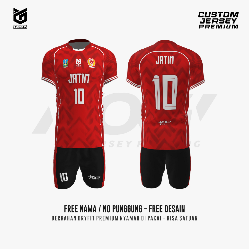 JERSEY SATUAN PRA PON JATIM (MERAH) PREMIUM - PREORDER [ BISA CUSTOM NAMA & NOMOR  | ATASAN BAJU VOL