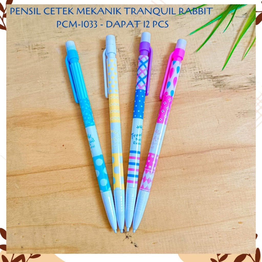 

SELUSIN (12 PCS) PENSIL CETEK MEKANIK TRANQUIL RABBIT PCM-1033 MECHANICAL KLIK CLICK KARAKTER UNIK MURAH PENCIL ALAT TULIS KANTOR SEKOLAH MURAH TERMURAH COD