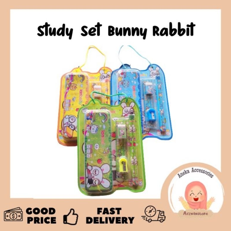 

Study Set Bunny Rabbit Tepak - Stationery Set 6in1 Bunny Rabbit Murah