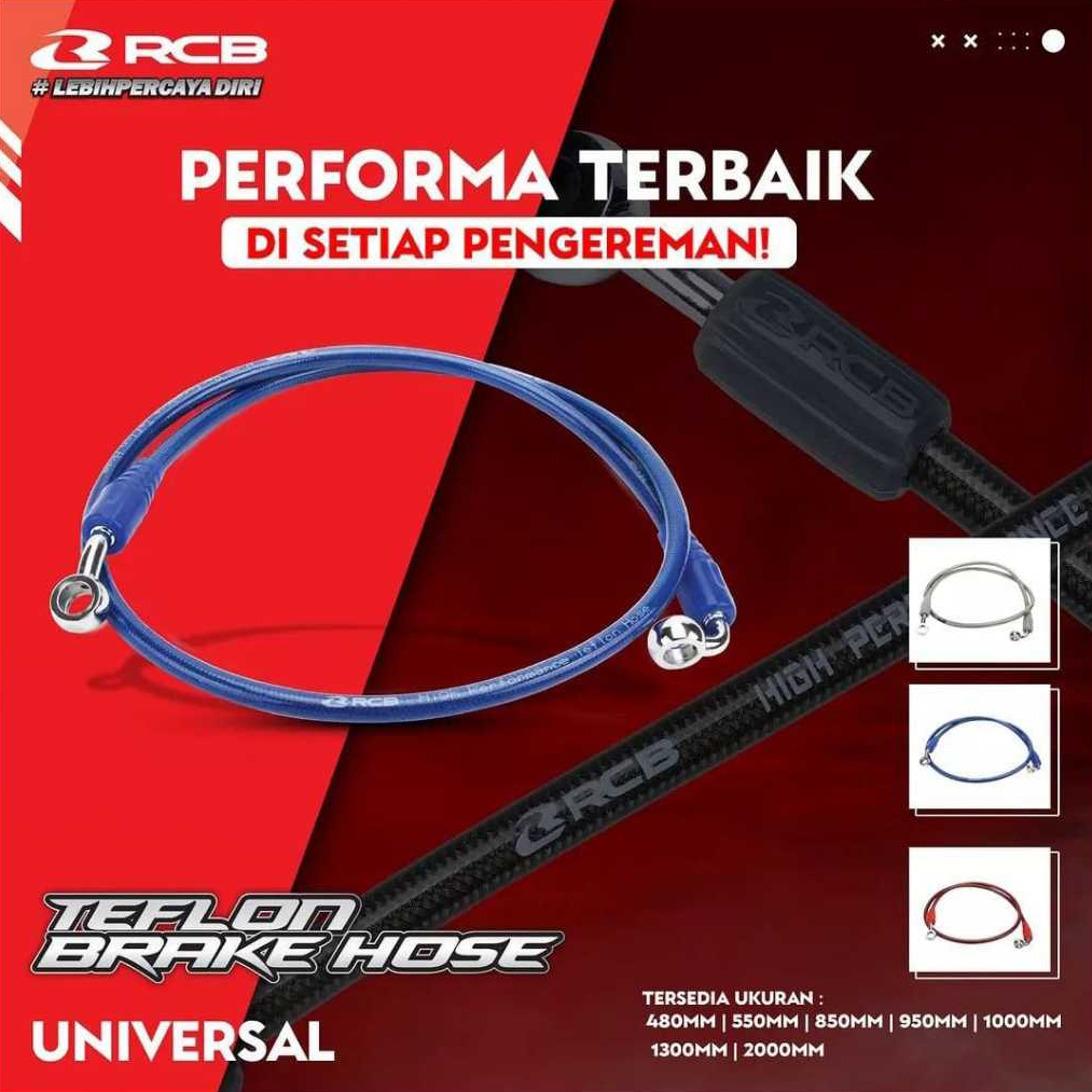 SELANG REM CAKRAM RCB UKURAN 48/90/100/130/200/210 CM MERAH/BIRU/TITANIUM UNIVERSAL - RACING BOY