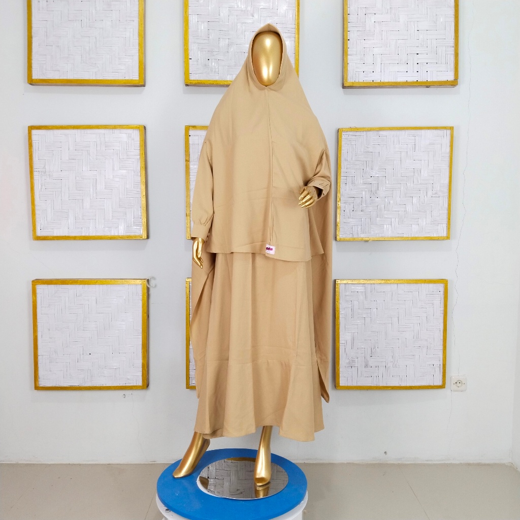 Gamis Wanita Premium Coklat Susu Elegan Kekinian