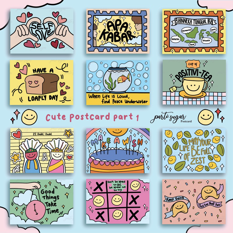

Postcard / Kartu Pos cute illustration Part 1