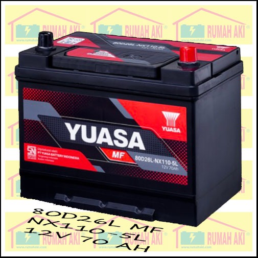 Aki Mobil Kering YUASA MF 80D26L 12V 70 AH