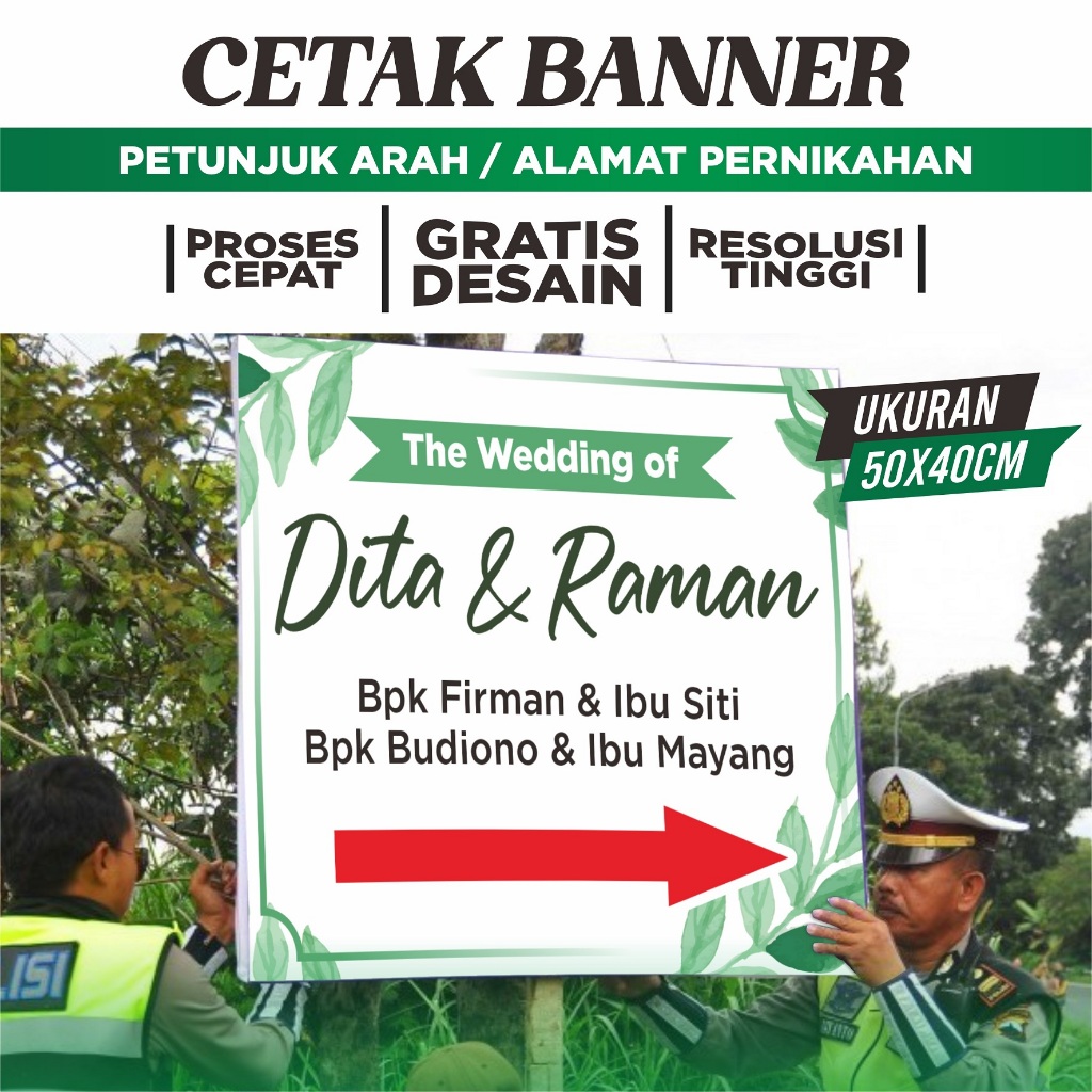 Banner petunjuk arah pernikahan / banner pernikahan / spanduk petunjuk arah hajatan / Event / Khitan