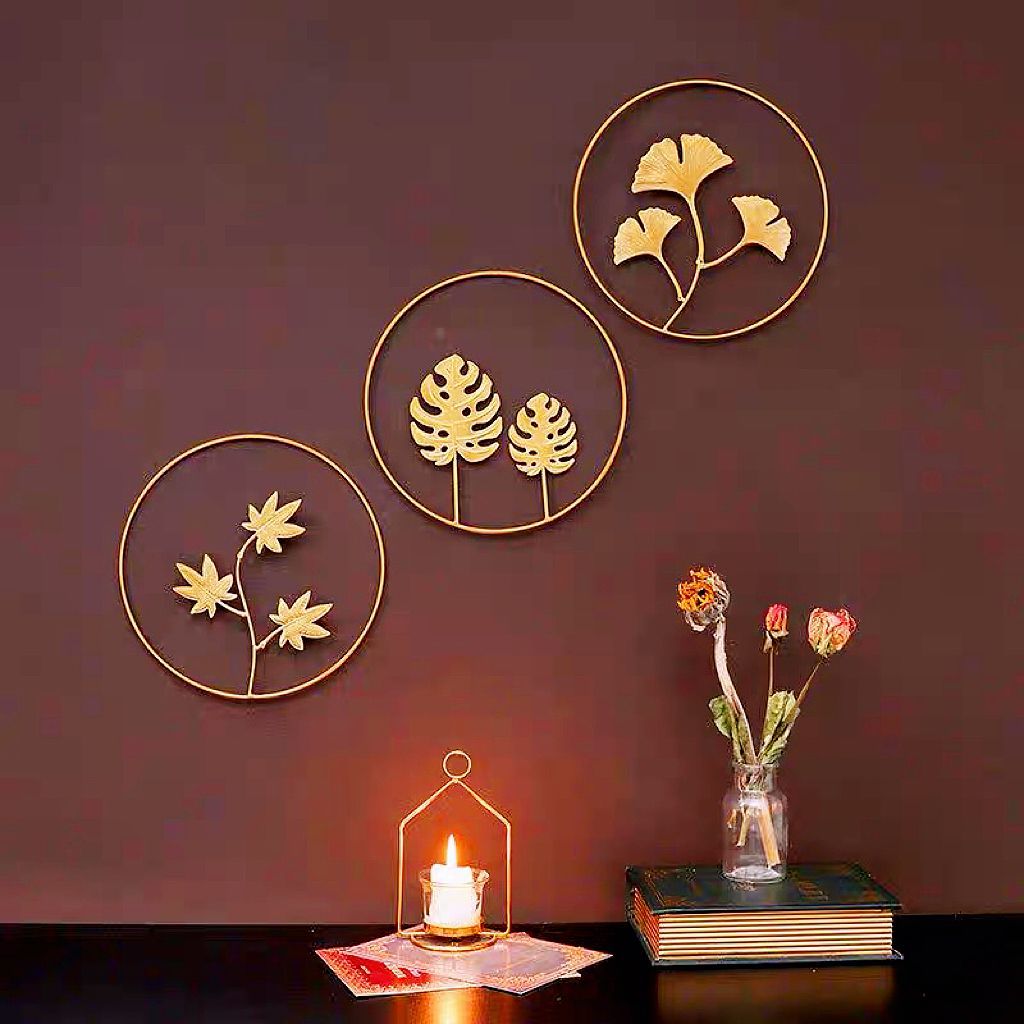 UJS105 - Hiasan Dinding Bulat Frame Metal Gold Aesthetic /Hiasan Dinding besi ruang tamu