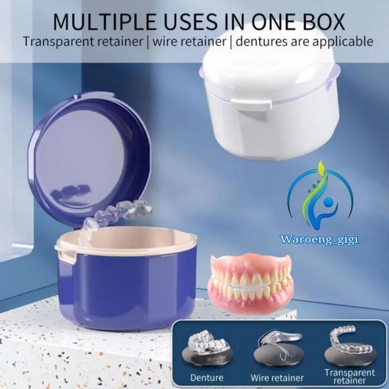 Denture Box Kotak Tempat Simpan Gigi Palsu Tiruan Retainer Model BULAT