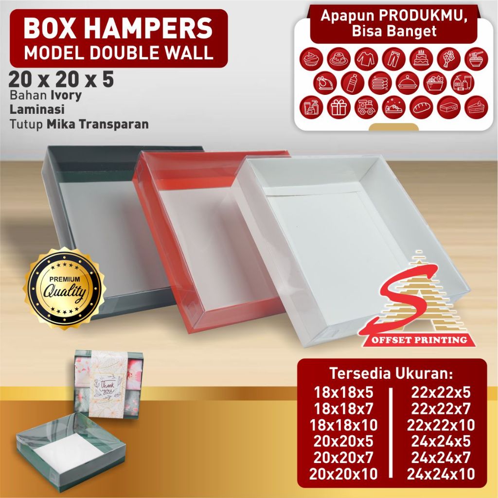 

20 x 20 x 5 Box Hampers tutup mika/box dus kemasan Pudding/Spiku/Marmer cake/cake/lapis legit