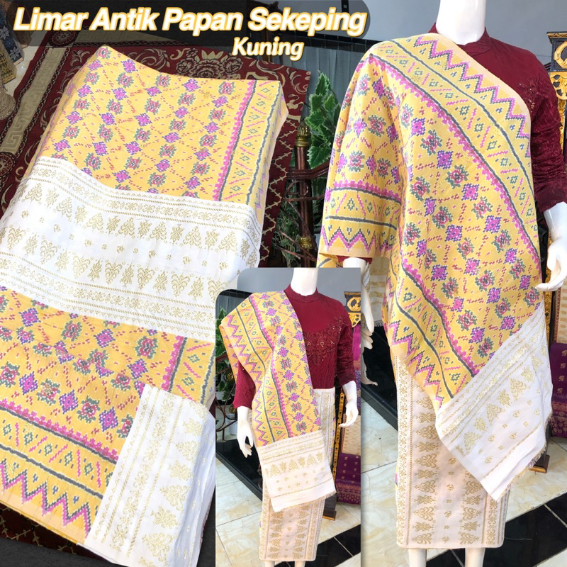Songket Limar Antik Papan Sekeping/ Kuning / songket tenun asli palembang /ilham songket palembang