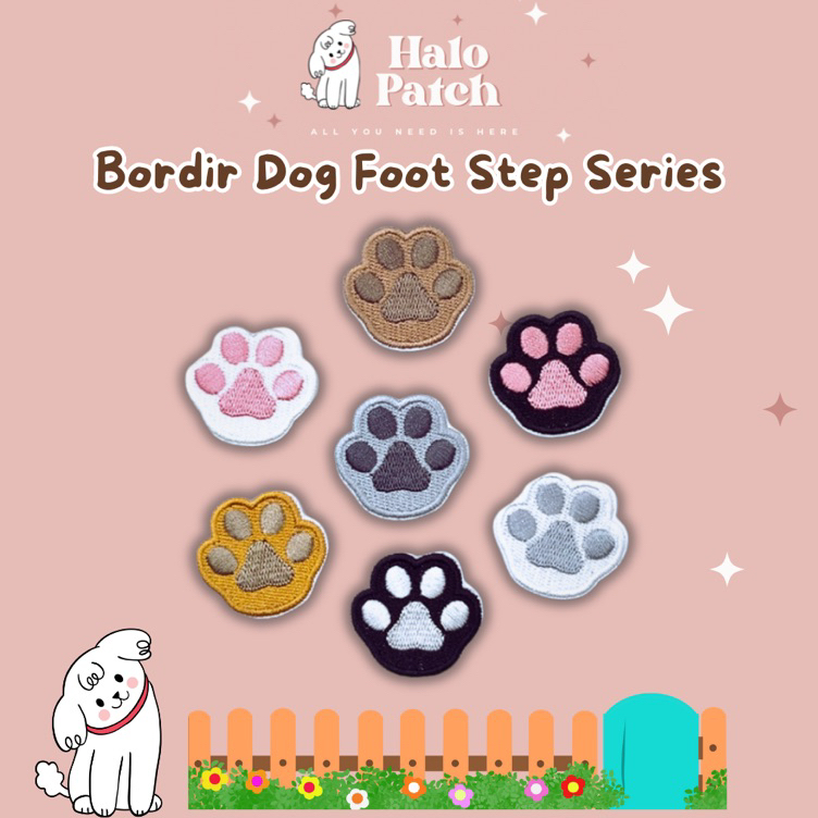 Kirim Langsung BORDIR PATCH DOG SERIES IRON ON/ PATCH BORDIR DOG / BORDIR PATCH FOOT STEP DOG / IRON