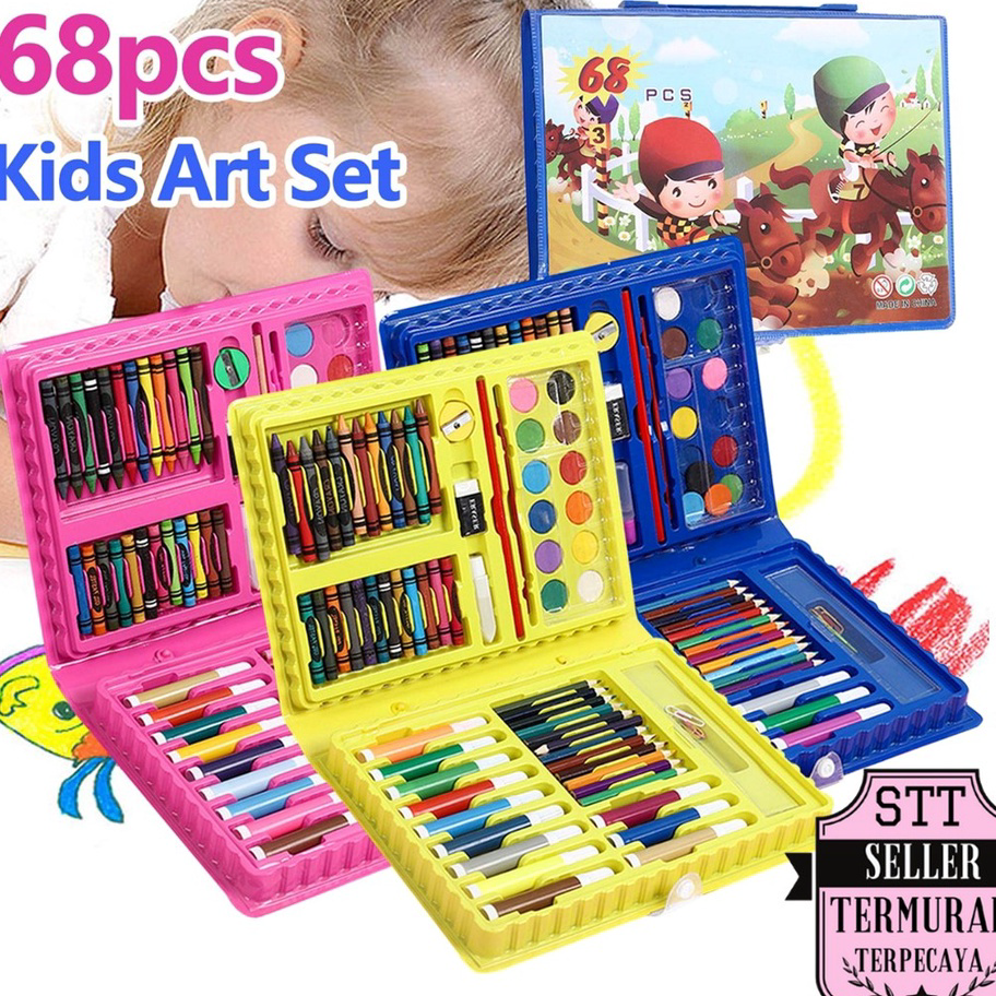 

Baru STT Drawing Set 68Pcs Oil Pastel Crayon 68 IN 1 Set Krayon Mewarnai dan Melukis Lengkap dengan Cat Air Alat Mewarnai Anak Anak Bentuk Koper ➥☈✥